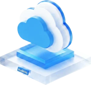 Zentrales Hero-Element mit moderner Wolkenillustration zur Symbolisierung der cloudbasierten audesk DMS-Software für Autohäuser.