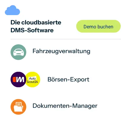 audesk cloudbasierten DMS-Software mit Funktionen wie Fahrzeugverwaltung, Börsen-Export und Dokumentenmanagement