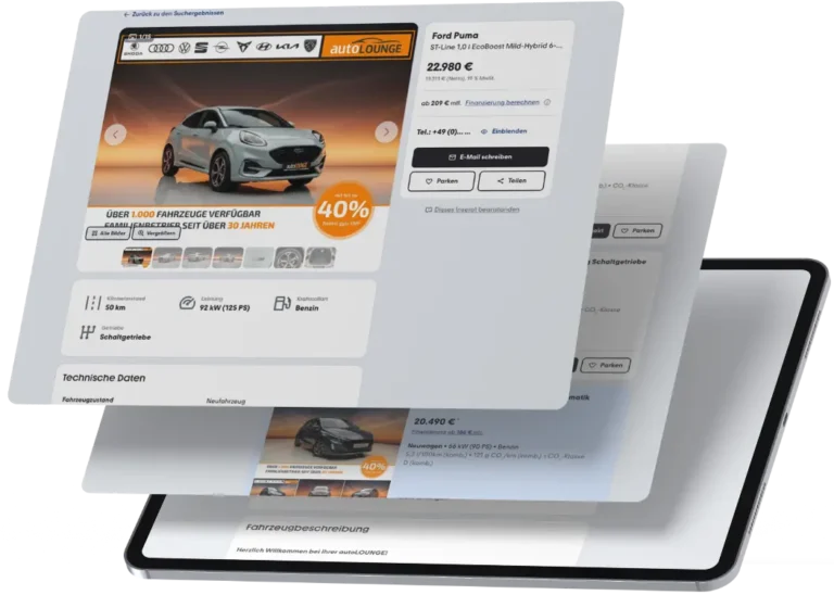 Dashboard des audesk Lead Managements mit einer Übersicht eingegangener Kundenanfragen und Fahrzeugzuordnungen.
