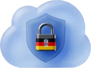 cloud-symbol-mit-schutzschild-und-deutschland-schloss-für-sichere-hosting-technologie.